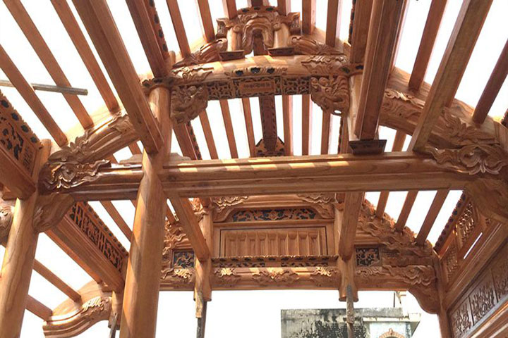 Kiến trúc của nhà gỗ 4 gian phong cách cổ truyền bắc bộ - Nhagohoanggia.com